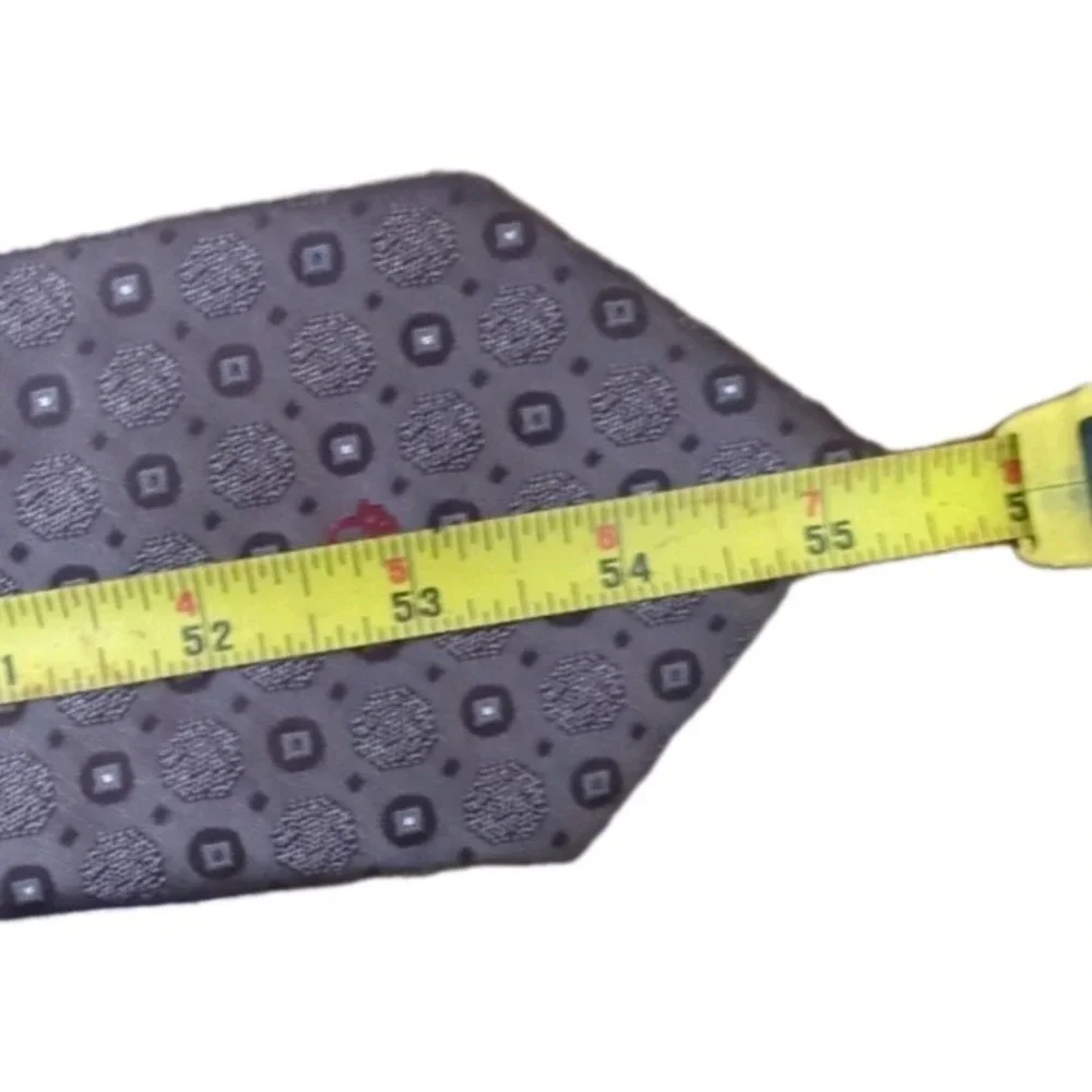 Christian Dior Monsieur Brown Vintage Embroidered‎ Silk Blend Geometric Neck Tie